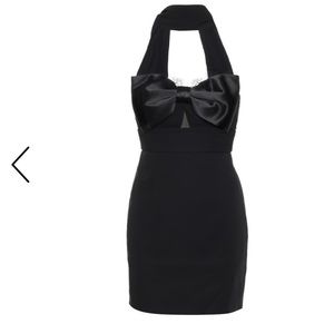 SELF-PORTRAIT black bow mini dress